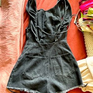 NWOT Free People Black Denim Romper
